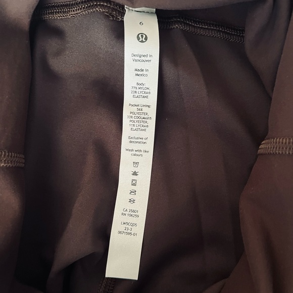 NWOT Lululemon Espresso Wunder Train 25” Size 6 - Picture 3 of 3